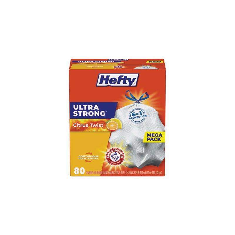 Hefty Ultra Strong Scented Tall White Kitchen Bags, 13 gal, 0.9 mil, 23.75" x 24.88", White, 80/Box Model No E88354, 2 of 6