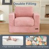 MAXYOYO Giant Bean Bag Chair, Striped Faux Fur Upholstered Floor Sofa with Pillows and Armrests, Pink - 4 of 4