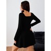 Coolmee Women's Formal Dress Ruched Square Neck Long Sleeve Dress Flowy Short Guest Party Club Mini Dresses - 2 of 4