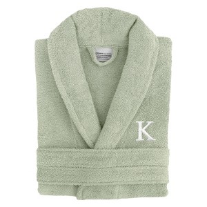 Linum Home Textiles 100% Turkish Cotton Personalized Terry Bathrobe, Green - 1 of 2