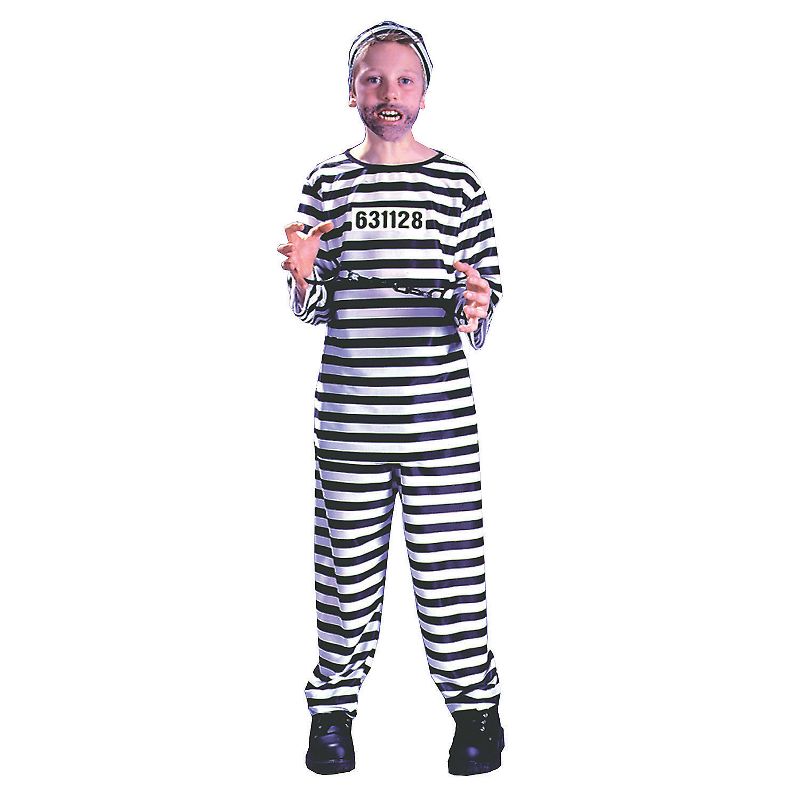 Fun World Boys' Jailbird Costume - Size 12-14 - Black/White, 1 of 2