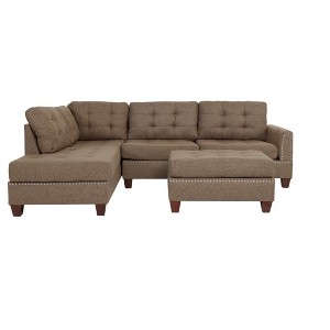 Maliang Modern Sectional Sofas with Cushion & Pillows, 3pcs Living Room Furniture, Reversible Chaise, Sofa And Ottoman - 1 of 4