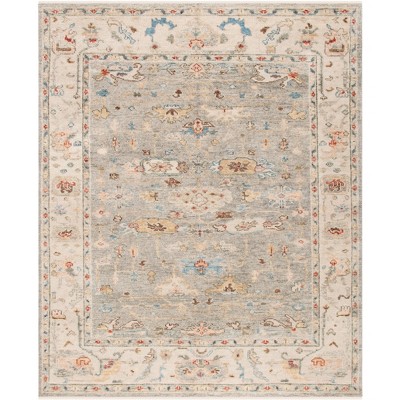Gray and Ivory Hand-Knotted Wool Area Rug 6' x 9'