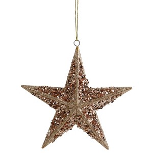 Northlight Star Shaped Glitter Sequin Christmas Ornament - 5.5" - Rose Gold - 1 of 3