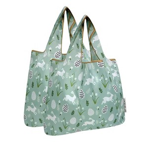 Wrapables Medium Foldable Tote Nylon Reusable Grocery Bags, Set of 2 - 1 of 4
