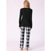 cheibear Women's Long Sleeve Plaid Pattern Top with Pockets with Pants Pajamas Set - 3 of 4