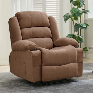 Recliner Chair for Adults Manual Pull Tab Recliner with Cup Holder, Side Pocket, 3-Position Recline, Large Sofa Chair for Living Room Bedroom - 1 of 4