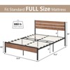 Whizmax Three Size Platform Bed Frame with Rustic Vintage Wood Headboard, Mattress Foundation Metal Slats Support, No Box Spring Needed, Brown - 2 of 4