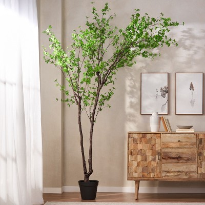 NicBex Artificial Tree in Pot  Realistic Disc Leaf Faux Plant with Bendable Branches, Calming Home Decor Floor Tree No Maintenance