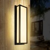 YANSUN 25 in. 30-Watt Black Outdoor Rectangle Hardwired Integrated LED Lantern Wall Sconce with Resin Shade 3000K Waterproof - 2 of 4