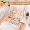 Leather Jewelry Box Organizer with Lock, 2 Layers, Removable Tray, Polishing Cloth Bags, Gift for Women Girls - 3 of 4