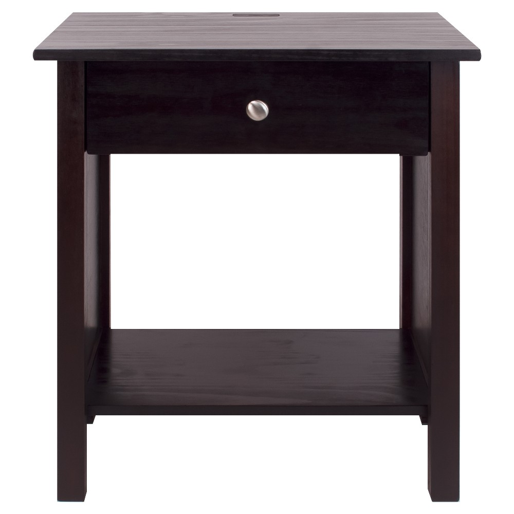 Photos - Storage Сabinet 35.1" Nightstand with Usb Port Espresso - Flora Home