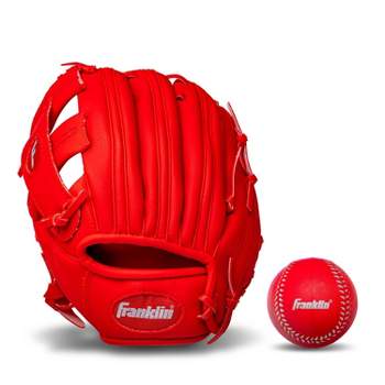 Franklin Sports RTP 9.5" Teeball Left Hand Throw Gloves Set - Red
