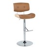 Contemporary Adjustable Swivel Barstool with Metal Base, Wood and Upholstered Seat - Set of 2 - 2 of 4