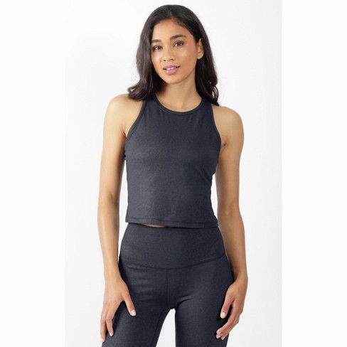  90 Degree By Reflex Cropped Muscle Tank Top - Black