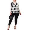 Agnes Orinda Women's Plus Size Cable Knit Sleeveless Pullover Sweater Vest - 2 of 4