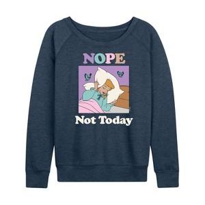 Women's - Disney Princess - Aurora Sleeping Beauty Nope Not Today Lightweight French Terry Wide Neck Long Sleeve Shirt - 1 of 4