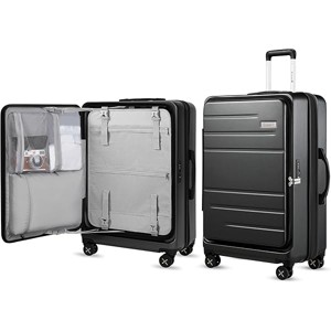 LUGGEX 28 Inch Luggage with Spinner Wheels, Expandable PC Hard Shell Checked Suitcase with Front Opening, Lightweight, Charcoal Metallic - 1 of 4