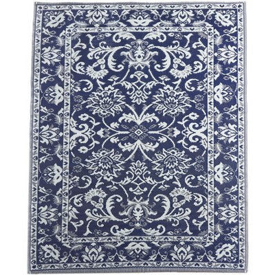 5'x7' Rectangle Outdoor Damask Area Rug Blue - The Lakeside Collection