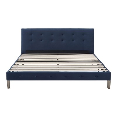 Classic Brands Seattle Modern Contemporary Tufted Upholstered Platform Bed with Headboard, Wood Frame, and Wood Slat Support, King, Antonio Sapphire