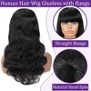 Jessie's Wig 24-26 Inch Body Wave Wig 13x5 Pre Cut Lace Black Color Wig With Bangs 1 Pcs/Pack - 2 of 4