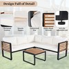 4-Pieces Outdoor Iron L-Shaped Sectional Sofa Set with Coffee Table and Soft Cushion - 2 of 4