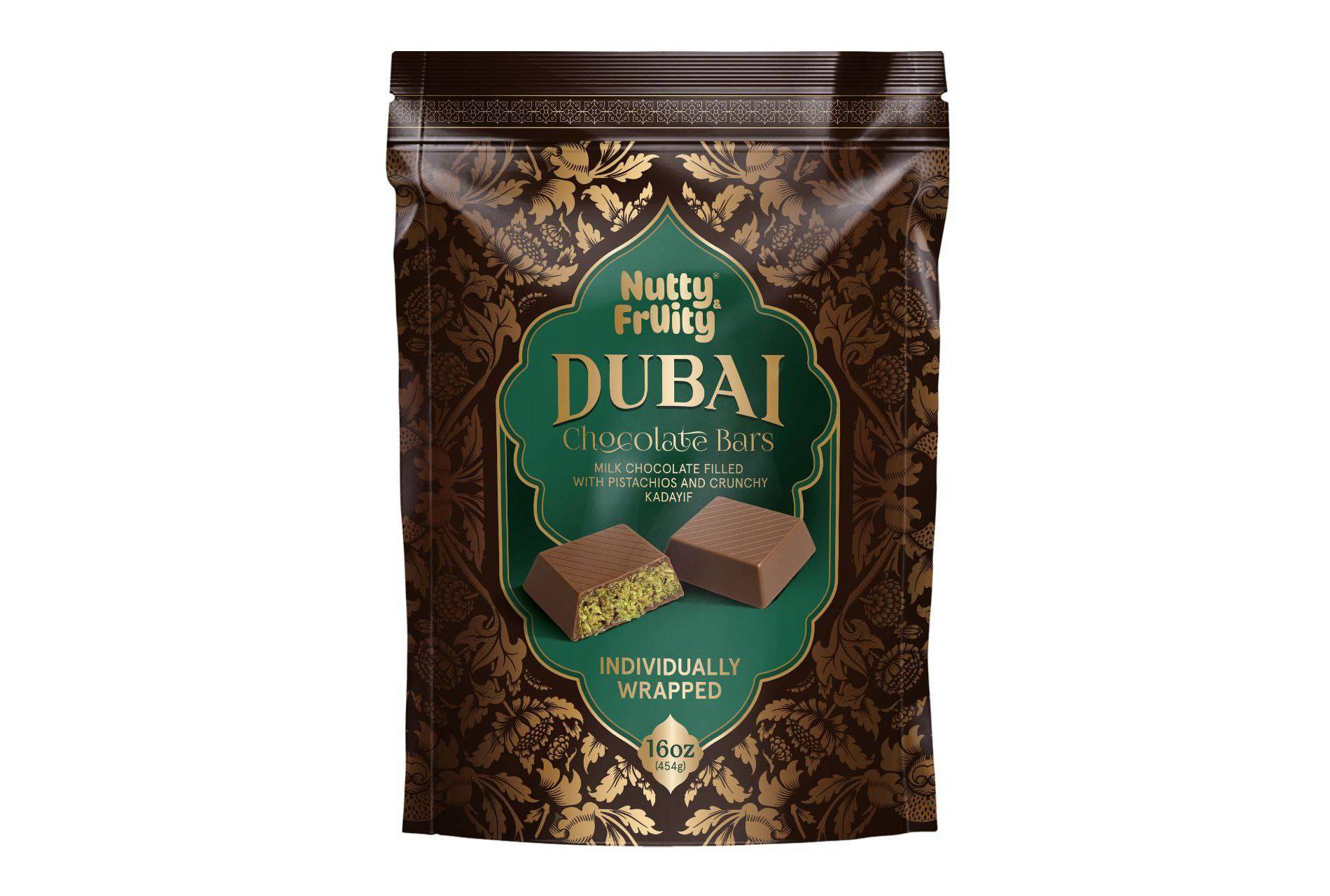 Nutty and Fruity Dubai Milk Chocolate Bars - 16oz/15ct