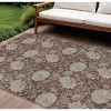 Merlot Taupe And Beige Floral Washable Indoor Outdoor Area Rug - 2 of 4