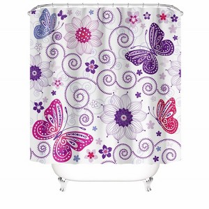 Purple And Pink Butterfly Shower Curtains for Bathroom Waterproof Fabric Bath Curtain Durable Soft Stylish Bathroom Decor 72x72 Inch - 1 of 1