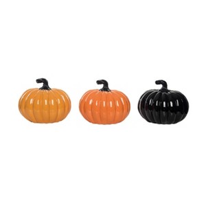Transpac Small Resin High Gloss Pumpkin Set of 3 Decorative Objects Halloween Tabletop Decor Orange Pumpkin Figurines Indoor Use Gift Giving and - 1 of 1