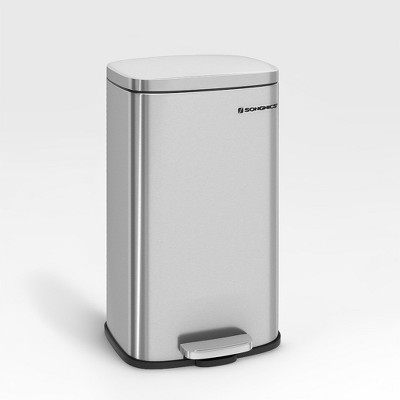 8 Gallon Trash Can with Lid, Garbage Can, Stainless Steel Small Waste Bin with Step Pedal and Inner Bucket, Soft Close, for Kitchen