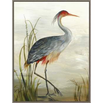 22" x 30" Heron by Aimee Wilson Framed Canvas Wall Art Gray Wash - Amanti Art