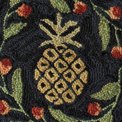 Pineapple Motif Round Black Polyester Chair Pad