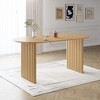 PexFix 67" x 33.5" Dining Table Wood Oval Kitchen Table with Scratch-Resistant Top & Striped Legs Modern Farmhouse for Living Room Kitchen Natural - 3 of 4