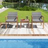 Tangkula 3 Pieces Patio Furniture Set PE Rattan Patio Bistro Set with Chairs & Coffee Table Outdoor Acacia Wood Conversation Set for Garden - 3 of 4