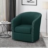 Swivel Barrel Accent Chair,31.25" Linen Upholstered Club Chair with Nailhead Trim for Living Room,Bedroom,Office-Baofuwish - 2 of 4