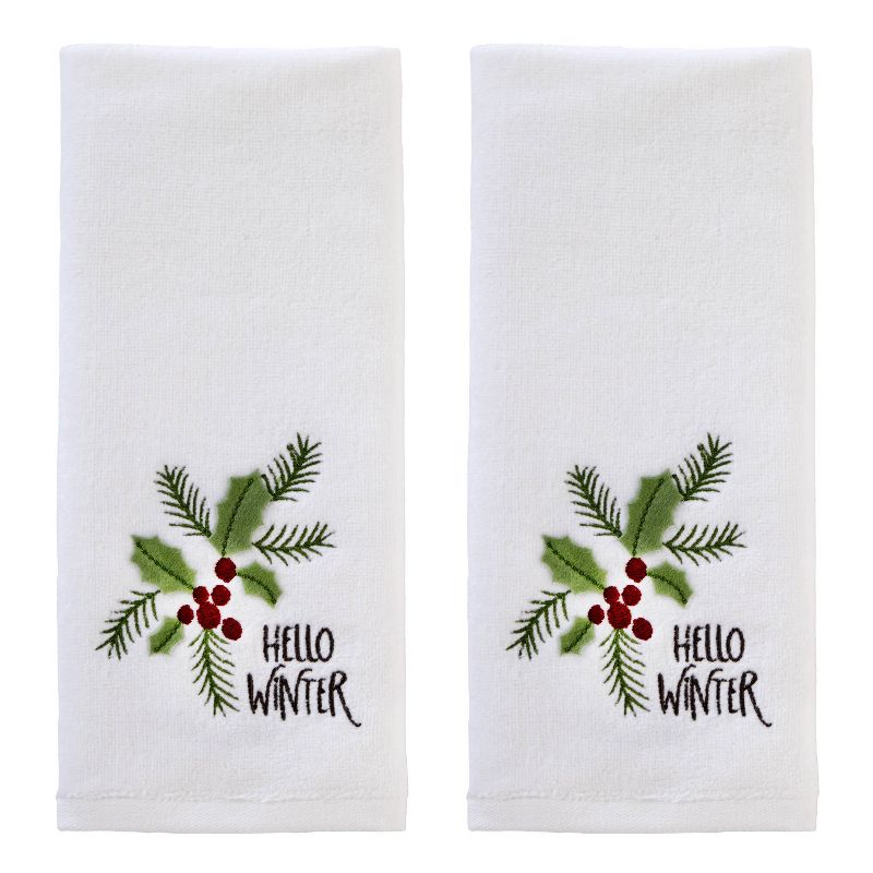 2pc Hello Winter Holly Hand Towel Set - SKL Home, 1 of 9