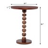 Mango Wood Round Side Table, Modern Pedestal End Table with Carved Base and Top, Fully Assembled Accent Table for Living Room - Cuddlewood - 4 of 4