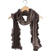 Pavilion Gift Company - Coffee - Ruffled Velvet Scarf - Sweaters and Shawls - 4 of 4