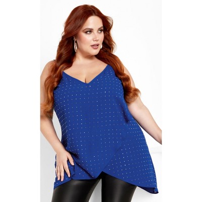Women's Plus Size Hi Lo Shine Cami - lapis | CITY CHIC