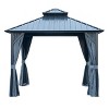 12x16 Ft Hardtop Gazebo with Double Roof, Aluminum Frame, Curtains & Netting, Drainage System, Wind-Resistant Design-Coolbibila - 2 of 4
