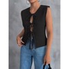 Women's Lace-Up Knit Vest Cardigan, Sleeveless V-Neck Sweater Vest with Adjustable Ties for Casual & Layered Outfits - 2 of 4