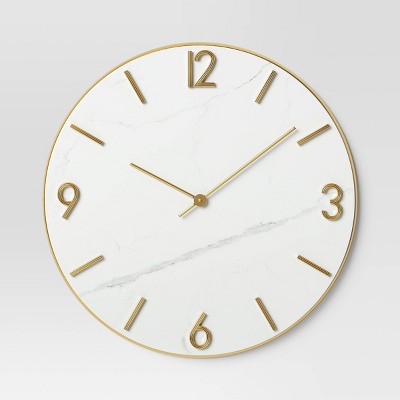 19 Plastic Mirrored Wall Clock Brass - Threshold™