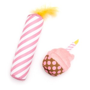 The Worthy Cat Birthday Cupcake & Candle Cat Toy Set - 2pk - by The Worthy Dog - 1 of 4