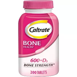 Caltrate Bone Health 600 & D3 Bone Strength Calcium Dietary Supplement Tablets - 200ct