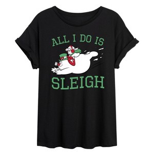 Women's - Frosty The Snowman - Christmas Oversized Graphic T-Shirt - 1 of 4