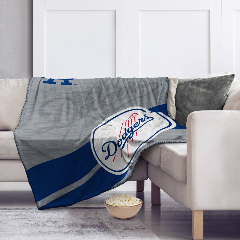 MLB Los Angeles Dodgers Corner Logo Faux Shearling Blanket, 2 of 4