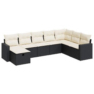 vidaXL Garden Sofa Set Black, Cream White PE rattan Large Modular - 1 of 4
