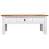 vidaXL Panama Range Coffee Table, Rectangular, Solid Pine Wood Material, White Color with Natural Wood Accent - 2 of 4