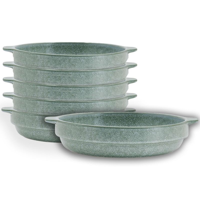 Pfaltzgraff Stacking Plate, Set of 6, Pasta Bowls with Handles, Reactive Glazed Stoneware, 9-Inch Dinner Bowl Plates, 2 of 9